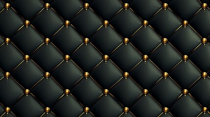 Black tufted leather texture, gold accents, background pattern, design