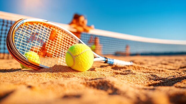 J&oacute;venes jugando al tenis de playa en una tarde soleada junto al mar