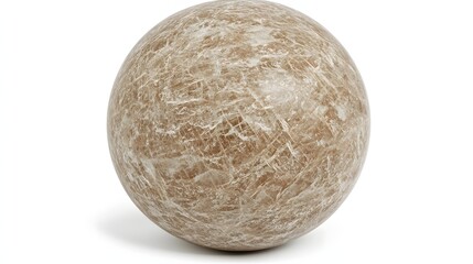 Round Smooth Decorative Sphere with Earthy Texture in Neutral Tones on a White Background