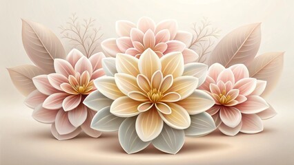 Fototapeta premium A simple yet elegant botanical illustration featuring delicate flowers and subtle textures. Flower wallpaper