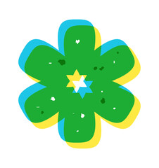 Green floral risograph geometry element