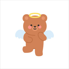 Angel Bear Standing Confidently with One Hand on Chest