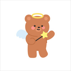 Angel Bear Holding a Magic Wand with a Golden Star