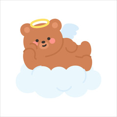 Angel Bear Lying on a Cloud