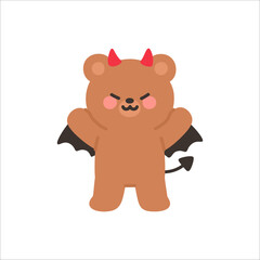 Devil Bear Standing with Arms Raised Trying to Frighten