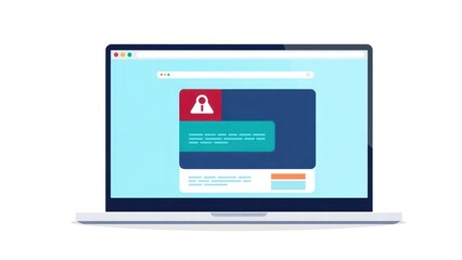 Web browser window with virus detection alert on laptop screen. Internet threat warning. Concept of malware, ransomware, hacking, or cybercrime. Dangerous website. Flat technology vector illustration.