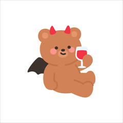 Devil Bear Sitting and Raising a Wine Glass