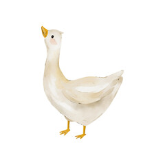 Watercolor Cute Goose Illustration  Farm Animal Art, Rustic Country Decor, Soft Pastel Bird Painting, Cottagecore Aesthetic, Vintage Farmhouse