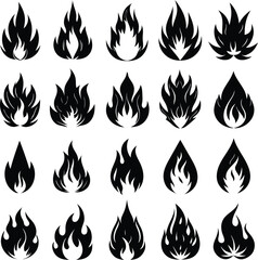 fire flame set vector illustration