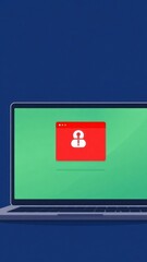Web browser window with virus detection alert on laptop screen. Internet threat warning. Concept of malware, ransomware, hacking, or cybercrime. Dangerous website. Flat technology vector illustration.