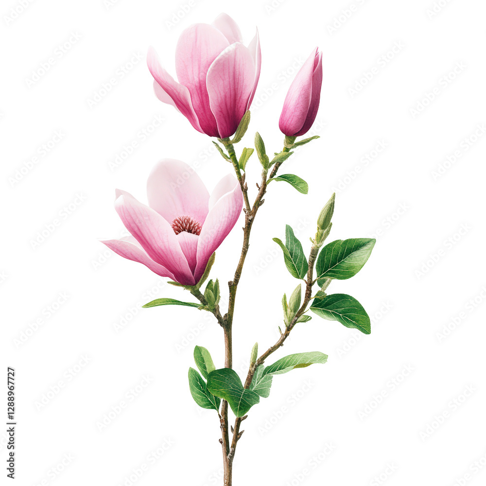 Poster High-quality png image of a magnolia flower with a transparent background for digital use isolated on transparent background..