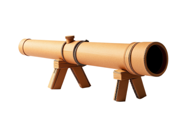 Cardboard Telescope on transparent or white background,png