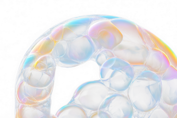 Abstract iridescent soap bubbles cluster.