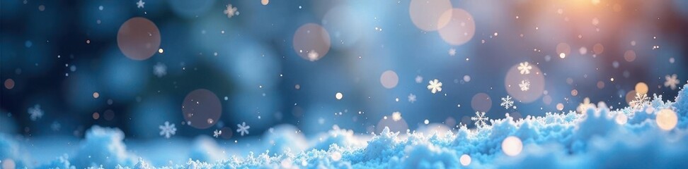 Delicate snowflakes gently falling on a winter wonderland background, nature, christmas, festive