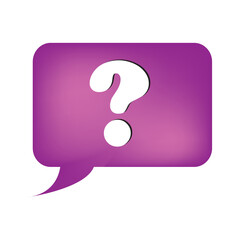 3d speech bubble with question mark icon. Message box with question mark. FAQ symbol concept. 3d rendering. Vector illustration