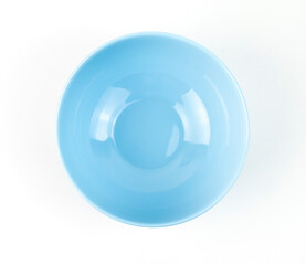 Blue ceramic bowl viewed from above with smooth finish