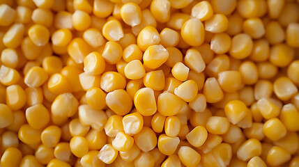 Close-up of freshly harvested corn kernels, showcasing vibrant yellow hues and natural texture. Perfect ingredient for healthy recipes.