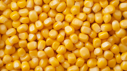 A vibrant close-up of golden corn kernels, showcasing their smooth texture and rich yellow color. A staple ingredient, perfect for culinary creations.