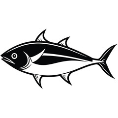 Japanese tuna fish silhouette on white background