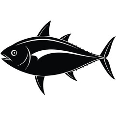 Blue vector fish illustration isolated on white