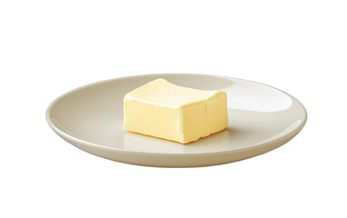 Butter in a plate on transparent or white background,png