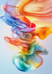Obraz premium Colorful Fluid Art: A mesmerizing composition of vibrant, swirling colors intertwine, creating an abstract and dynamic flow, reminiscent of smoke, liquid or energy in motion.