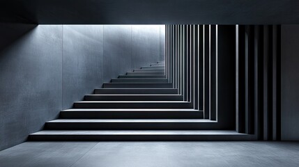 Fototapeta premium Modern concrete stairs leading to light, interior design