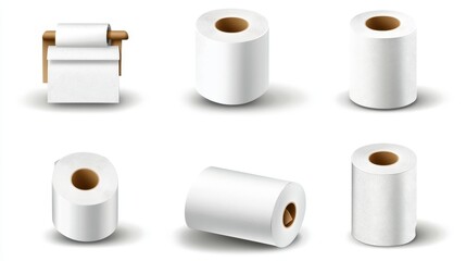 Toilet paper roll or tube icon design, template for wc. Bathroom hygiene icons, kitchen cleaning towel. Blank soft scroll product.