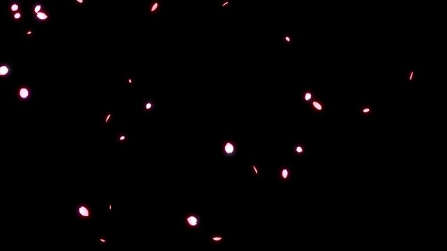 左上から光る花びらが落ちる桜吹雪のループ動画