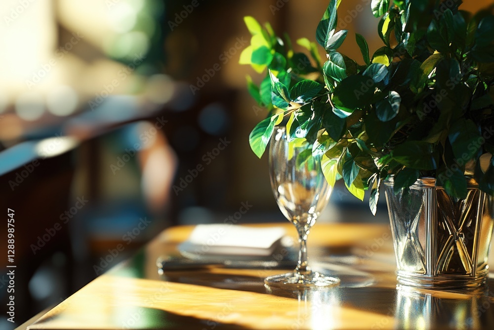 Poster a vase with a plant in it sitting on a table