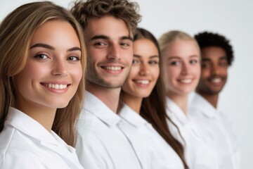 Fototapeta premium A group of people standing together, uniform or similar outfits