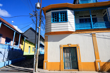 The colors of the houses in the city of Flores, Guatemala