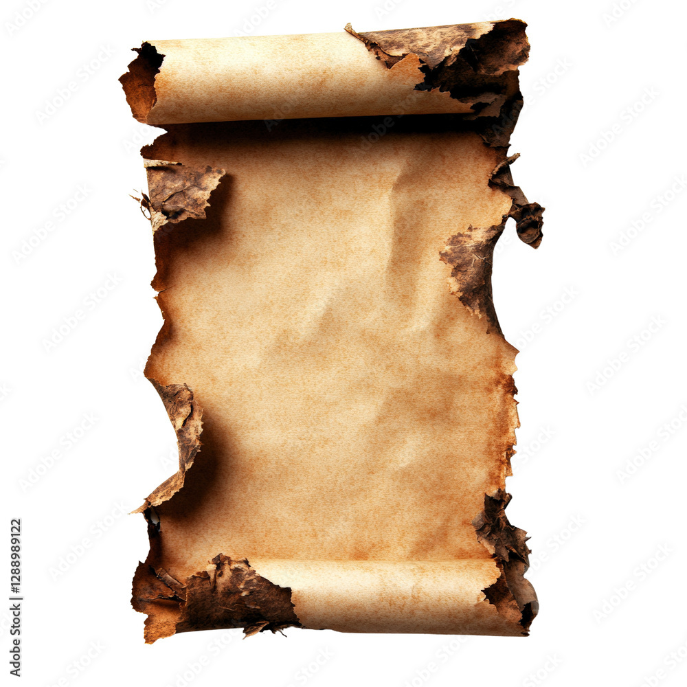 Poster torn edge piece of paper with random alphanumeric code on a white background for design or documenta