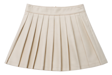 Beige pleated mini skirt for women isolated with transparent background