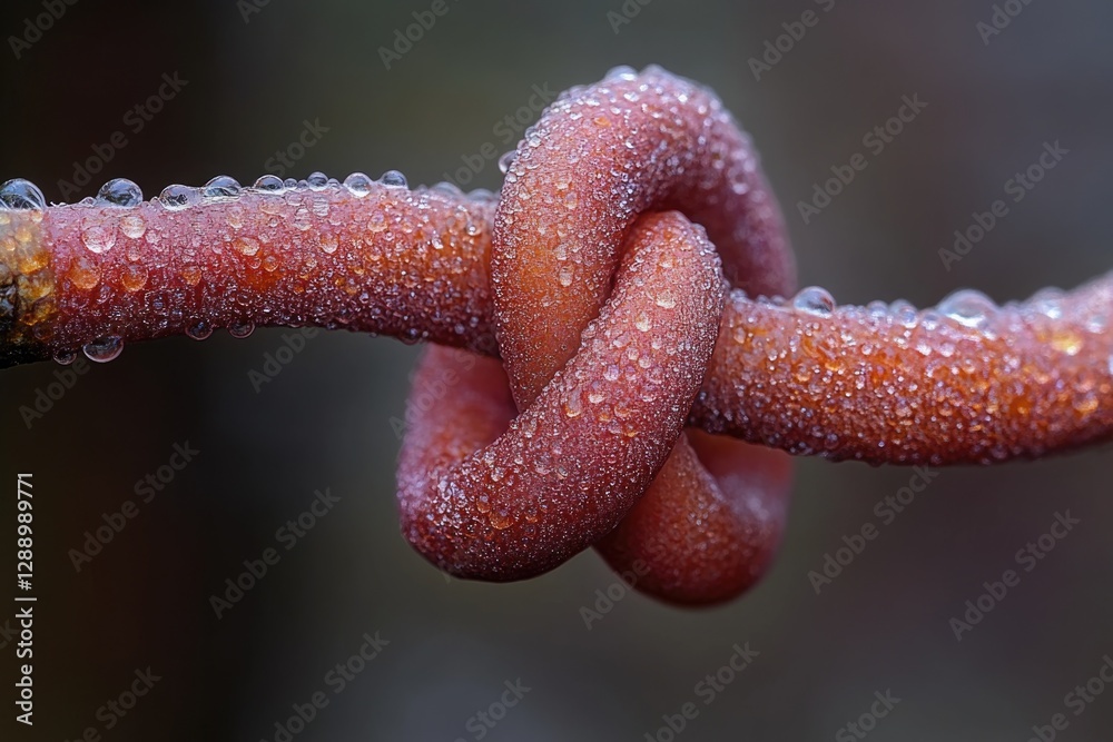 Poster close-up shot of a rope with water droplets on its surface, perfect for use in designs related to na