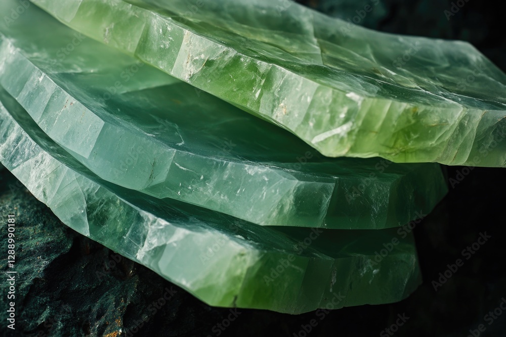 Aufkleber A detailed view of a group of green rocks, suitable for use in nature or science related contexts
