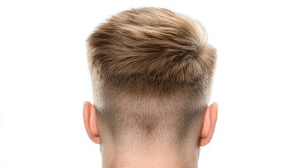 Fototapeta premium Striking simplicity, portrait of a man with shaved back against white background