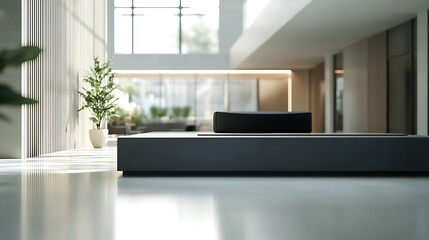 Empty studio room with wooden floor illuminated by sunlight. Minimalistic interior, free space for design