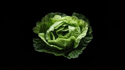 Green cabbage, dark background, food photography, healthy eating