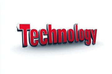 Vector logo representing technology in bold red lettering on a clean white background