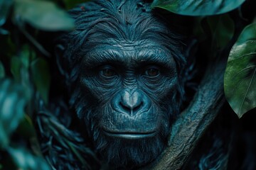 Obraz premium Close-up view of a monkey sitting in a tree branch