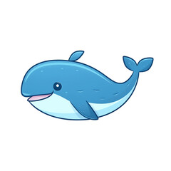 Isolated Cartoon Blue Whale