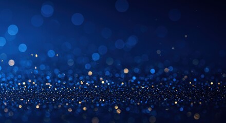 Elegant blue glitter background with sparkling bokeh lights for luxury, festive, and celebration design , empty copy space blurred background.