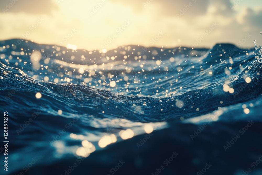 Poster A close-up view of a powerful wave crashing into the ocean