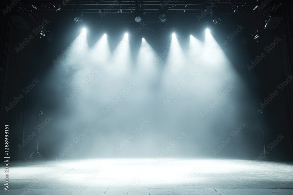 Poster an empty stage lit up by bright lights