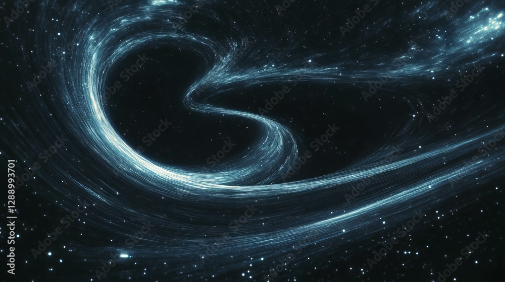 Poster cosmic voids and mystical swirls in dark space background for design