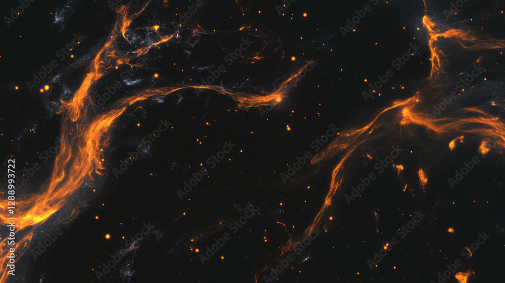 Poster Cosmic voids and dark empty space with fiery nebula patterns for futuristic design