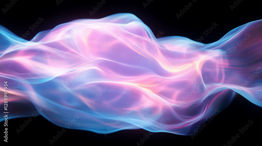 Poster ethereal flow of abstract drifting particles in soft pastel hues for digital background design