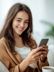 Naklejka premium スマートフォンを使用している若い女性