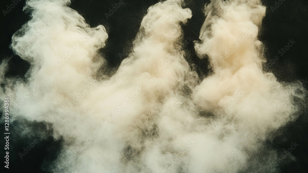 Aufkleber ethereal background of drifting barley flour clouds in light beige for textured design